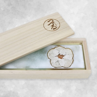 【つづるガラスアート】ゆうなの花 細長平皿-HAKU- 1枚