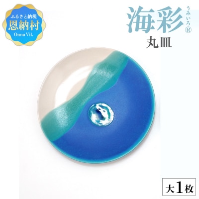 【青風窯:海彩】丸皿 大 1枚(陶芸家・玉田彰)