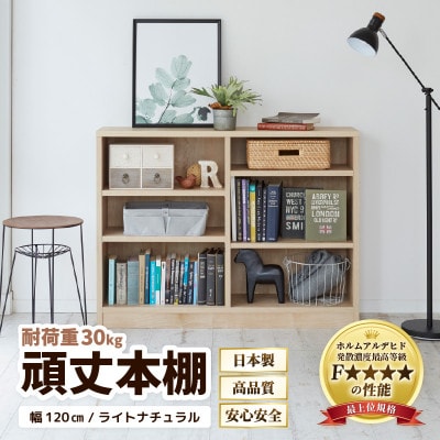 頑丈本棚 幅120cm ライトナチュラル(ロータイプ)