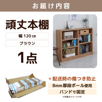 頑丈本棚 幅120cm ブラウン(ロータイプ)