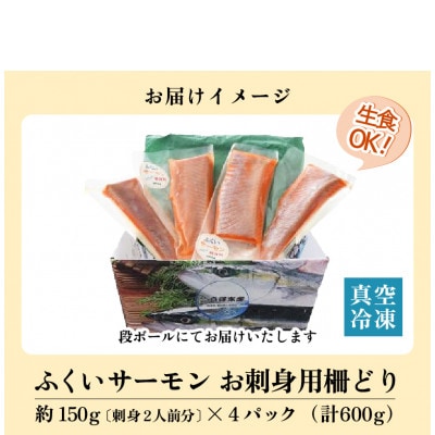 ふくいサーモン 柵どり 150g×4パック 計600g【鮮度抜群!アレンジ自在!真空冷凍】