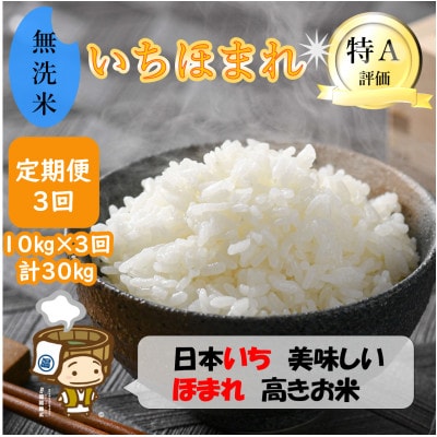 【毎月定期便】いちほまれ 無洗米 5kg×2袋 (計10kg)全3回