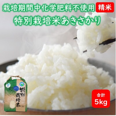 【令和5年産】 栽培期間中化学肥料不使用あきさかり 精米 5kg(5kg×1袋)