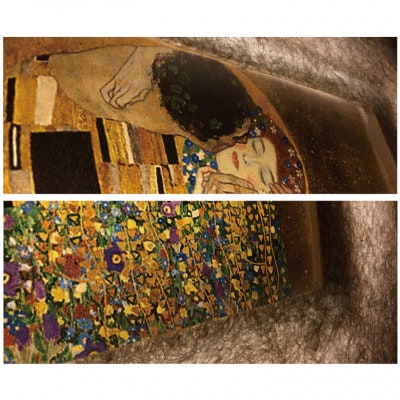 越前和紙を使った額縁「和紙ック」と絵画作品　クリムト「接吻」LED照明付き
