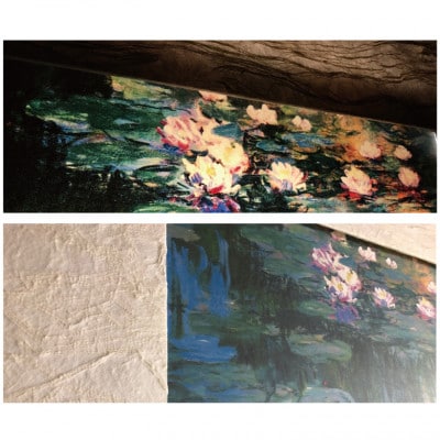 越前和紙を使った額縁「和紙ック」と絵画作品　モネ「睡蓮」LED照明付き