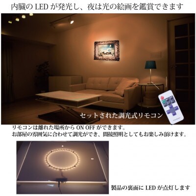 越前和紙を使った額縁「和紙ック」と絵画作品　横山大観「海潮四題・夏」LED照明付き 特注和紙