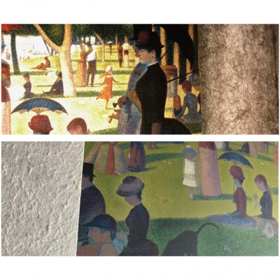 越前和紙を使った額縁「和紙ック」と絵画作品　スーラ「グランドジャット島の日曜日の午後」LED照明付き