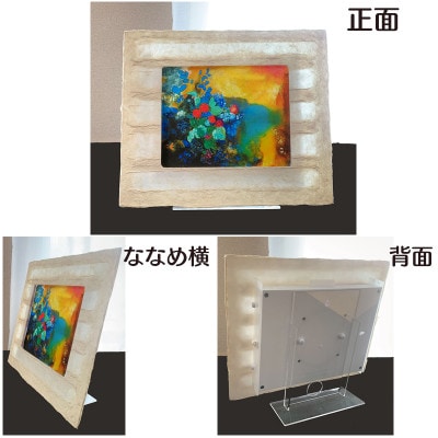 卓上スタンド付き!越前和紙を使った額縁と絵画(和紙ック 小)ルドン「花の中のオフィーリア」OIZU