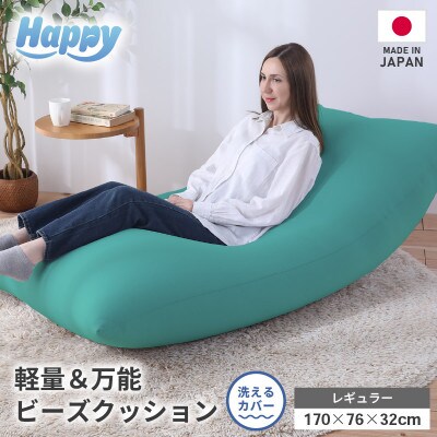 【ナイルブルー】ソファにもベッドにも◎軽量&万能ビーズクッション|ハッピーレギュラー