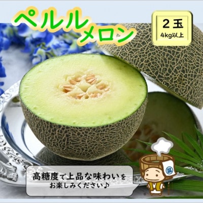 【先行受付】ペルルメロン 2玉(約2kg以上×2玉)青肉品種 高級メロン【家計応援!】