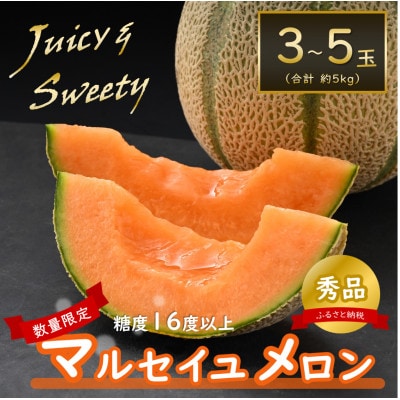 【赤肉】マルセイユメロン 約5kg 秀品(3～5玉入)