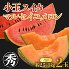 【先行受付】佐藤農園の小玉スイカ・マルセイユメロン セット 計2玉入(約2.5kg～3kg) 秀品