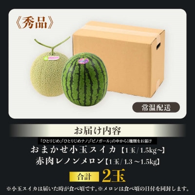 【先行受付】佐藤農園の小玉スイカとレノンメロンのセット 計2玉