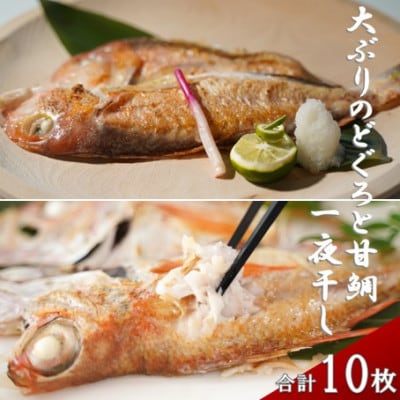添加物不使用・天日塩仕上げ!大ぶりのどぐろと甘鯛の一夜干し(10枚セット)F140