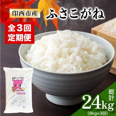  [定期便/3ヶ月 令和7年産] ふさこがね 印西市産 美味しいごはん 計24kg (8kg×3回)