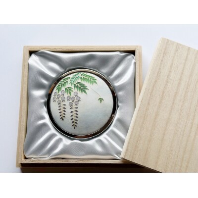 七宝焼のコンパクトミラー【有線 藤の花】