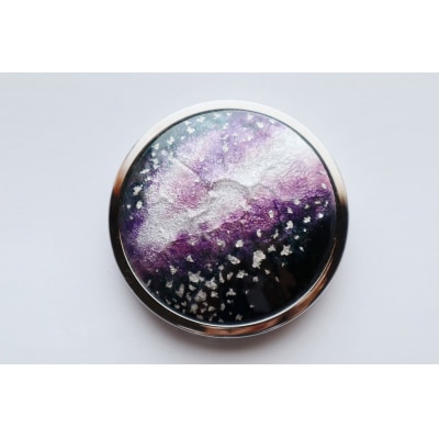 七宝焼のコンパクトミラー【箔ちらし 藤棚】