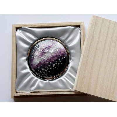 七宝焼のコンパクトミラー【箔ちらし 藤棚】