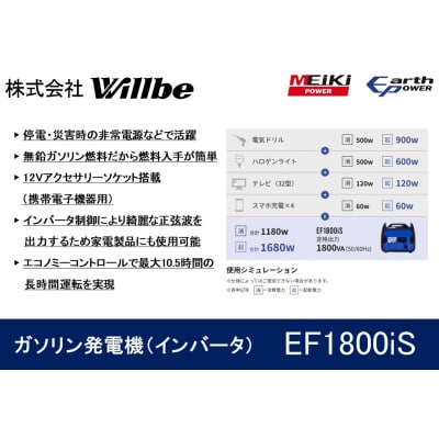 ガソリン発電機(インバータ)EF1800iS
