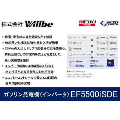 ガソリン発電機(インバータ)EF5500iSDE