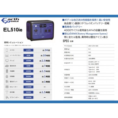 ポータブル電源 EL510ie