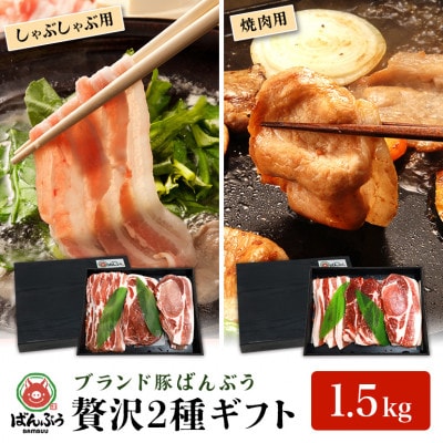 ブランド豚「ばんぶぅ」化粧箱入りギフト 2種(しゃぶしゃぶ用、焼肉用)計1.5kg