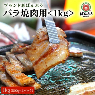 ブランド豚「ばんぶぅ」小分け 豚バラ焼肉用 1kg(500g×2パック)