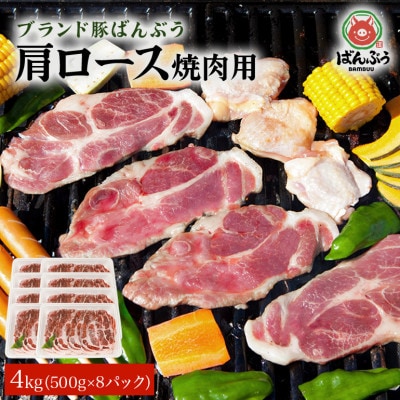 ブランド豚「ばんぶぅ」小分け 豚肩ロース焼肉用 4kg(500g×8パック)