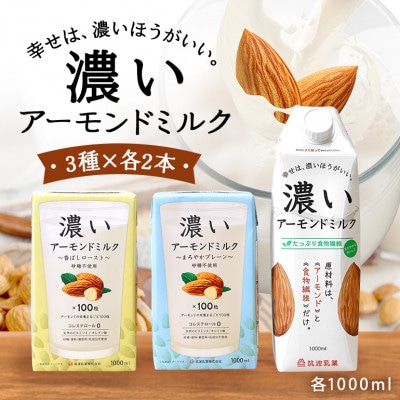 濃いアーモンドミルク1000ml(食物繊維・香ばしロースト・まろやかプレーン)×各2本　47-AG
