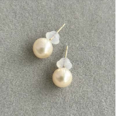 【霞ヶ浦パール】ひと粒ピアス　7ミリ　K18　ケース付き