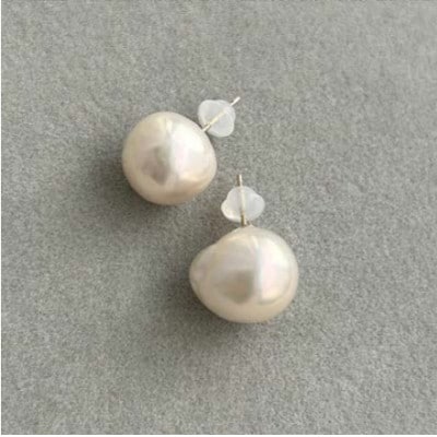 【霞ヶ浦パール】大粒　バロックピアス　10ミリ　K18　ケース付き