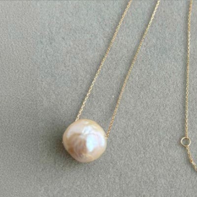 【霞ヶ浦パール】大粒　バロックスルーネックレス　10ミリ　K18　ケース付き