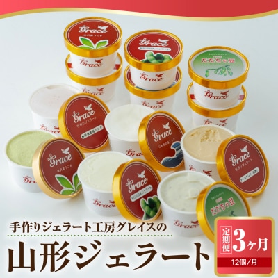 【 3ヶ月定期便 】 山形ジェラート & マエストロお勧めジェラート 12個 詰合せ 