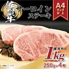 艶さし!【A4～A5】佐賀牛サーロインステーキセット　1kg(250g×4枚)(鳥栖市)