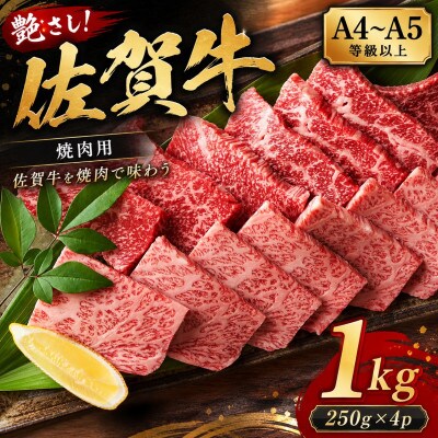 艶さし!【A4～A5】佐賀牛焼肉用　1kg(250g×4p)(鳥栖市)