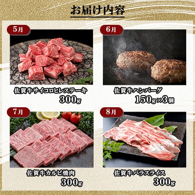 【発送月固定定期便】肉の定期便 佐賀牛 毎月月替わりでお届け(鳥栖市)全12回