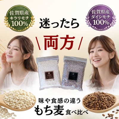 【もち麦食べ比べ】キラリモチ1kg・ダイシモチ1kg　佐賀県産『雑穀』(鳥栖市)