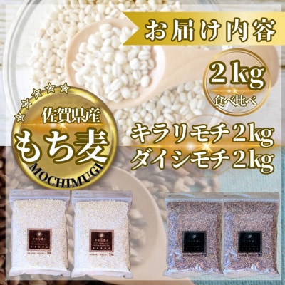 【もち麦食べ比べ】キラリモチ2kg・ダイシモチ2kg　佐賀県産『雑穀』(鳥栖市)