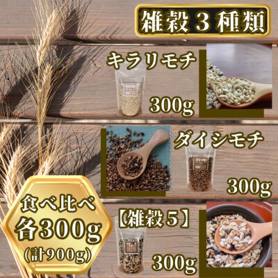 雑穀 3種【食べ比べ】計900g(キラリモチ・ダイシモチ・雑穀5)(鳥栖市)