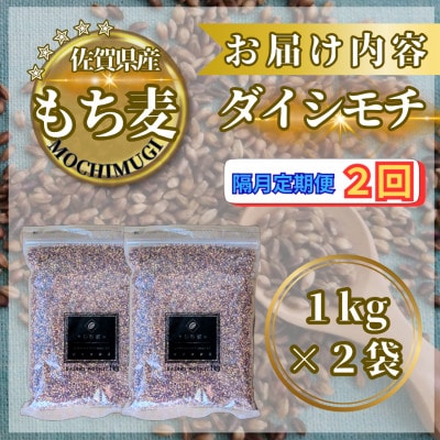 【2ヵ月毎定期便】【もち麦】ダイシモチ2kg(1kg×2袋)(鳥栖市)全2回
