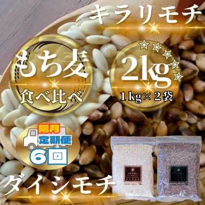 【2ヵ月毎定期便】【もち麦食べ比べ】キラリモチ1kg・ダイシモチ1kg(鳥栖市)全6回