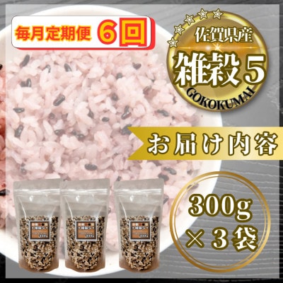 【毎月定期便】【雑穀5】300g×3袋(佐賀県産　五穀米)(鳥栖市)全6回