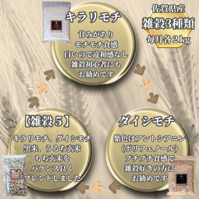 【毎月定期便】【雑穀】3種類食べ比べ♪(鳥栖市)全6回
