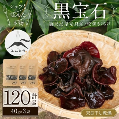 鹿児島県 姶良市産 国産 乾燥 きくらげ (黒宝石)計120g(40g×3袋) 【姶良のアグリM～】