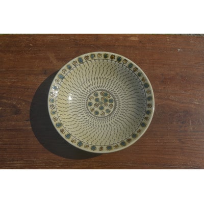 飛びカンナ三彩花紋鉢(22cm)