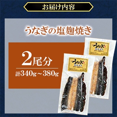 うなぎ塩麹焼き 2尾分 計340g～380g【うえの屋】a982-D