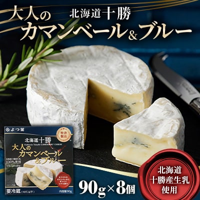 「よつ葉」北海道十勝 大人のカマンベール&ブルー 90g×8個【A93】