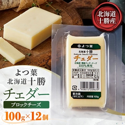 「よつ葉」北海道十勝 チェダー(ブロックチーズ) 100g×12個【A123】