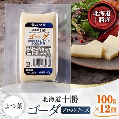「よつ葉」北海道十勝 ゴーダ(ブロックチーズ) 100g×12個【A125】