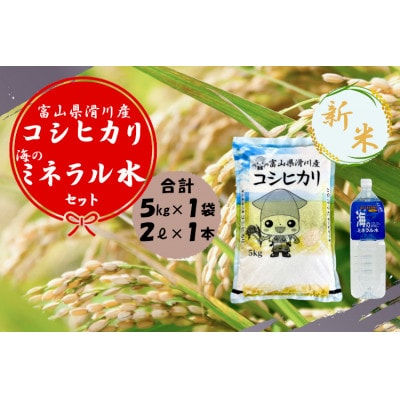 滑川産コシヒカリ(令和8年産新米/精米5kg)・海のミネラル水セット